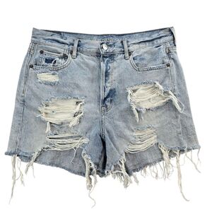 American Eagle Outfitters Light Blue Distressed Jean Shorts